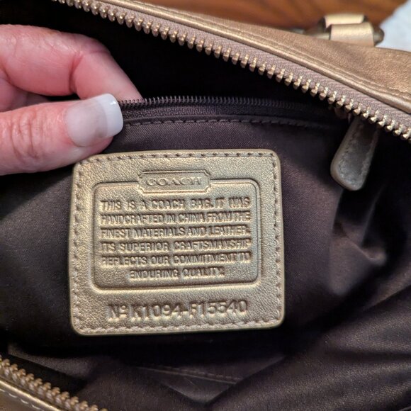 Coach Horse & Carriage Ashley Gold/beige Purse F15540 - Picture 10 of 12